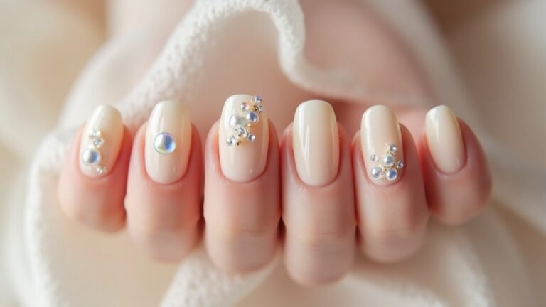 minimalist bridal pearl nails