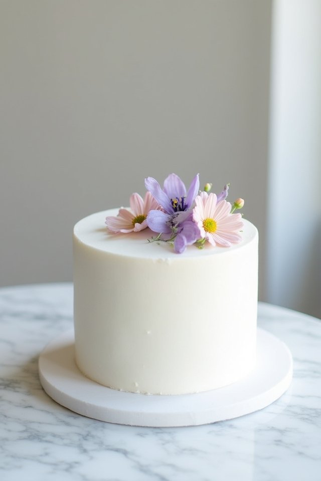 minimalist cake with flowers
