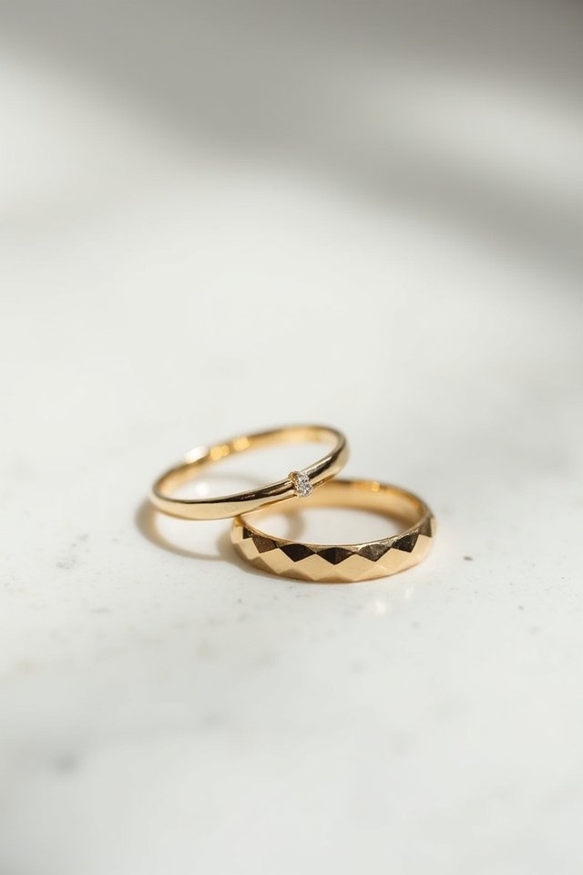 minimalist geometric wedding rings