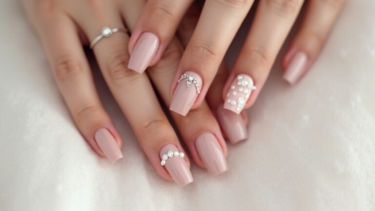 minimalist neutral bridesmaid nails