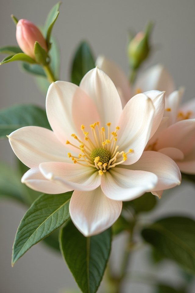 minimalist quince and greenery