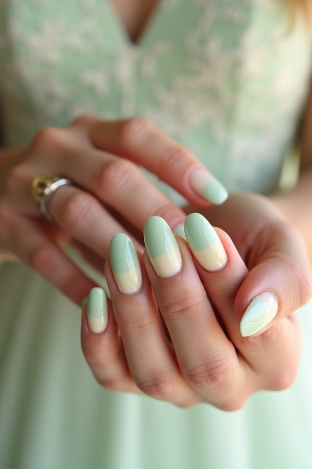 mint green ombre nails
