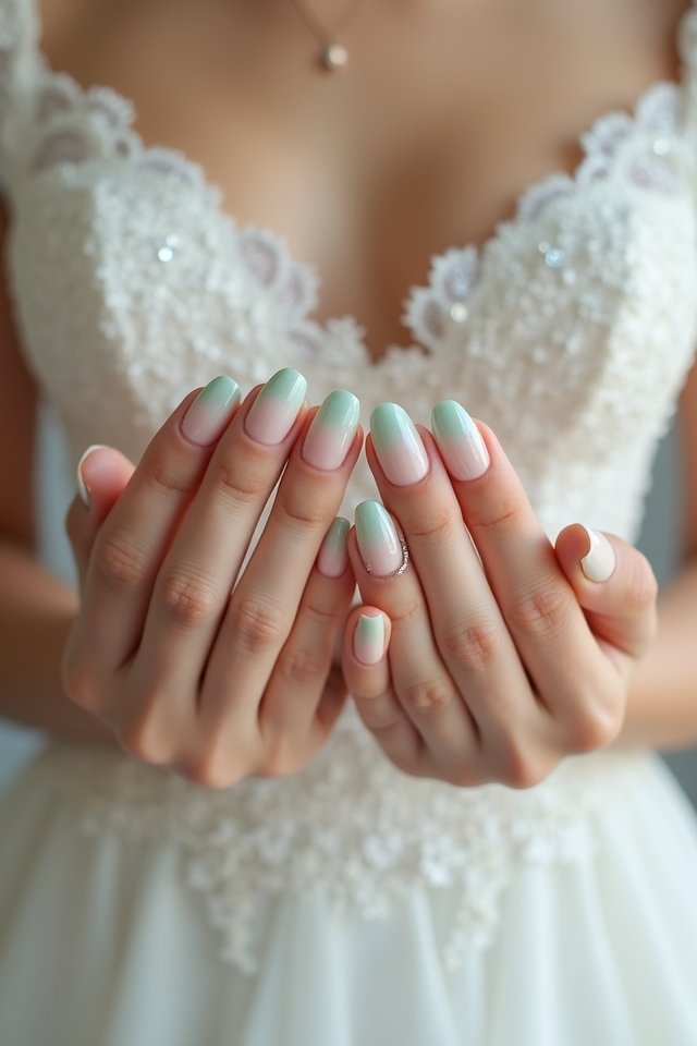 mint green ombre nails