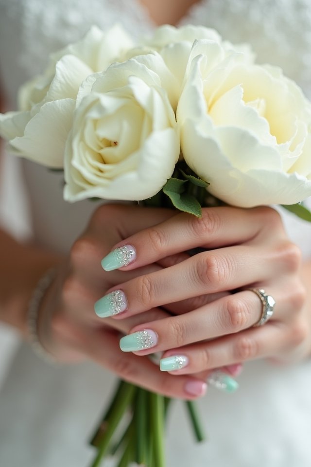 mint to white ombre elegance