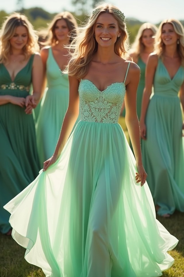 minty vibrant a line dress