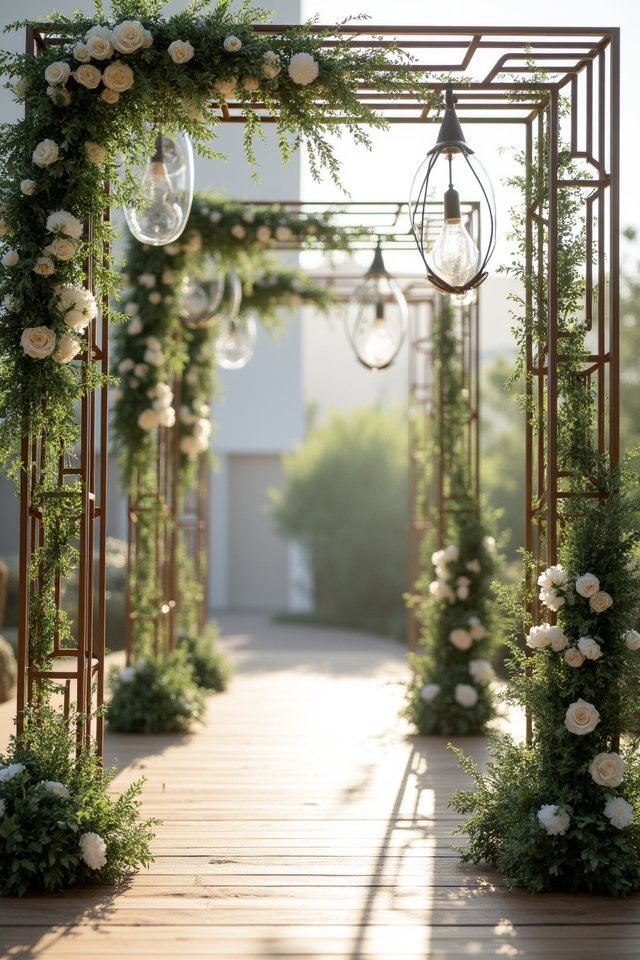 modern geometric wedding altar