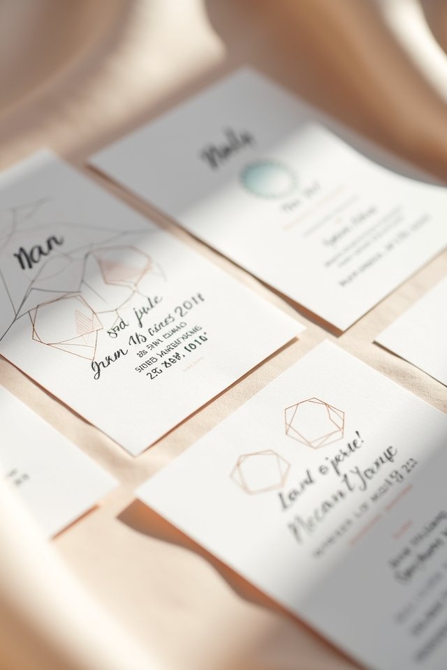 modern geometric wedding invitations