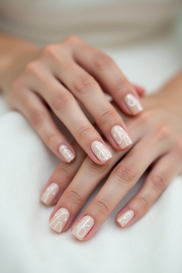 modern geometric wedding nails