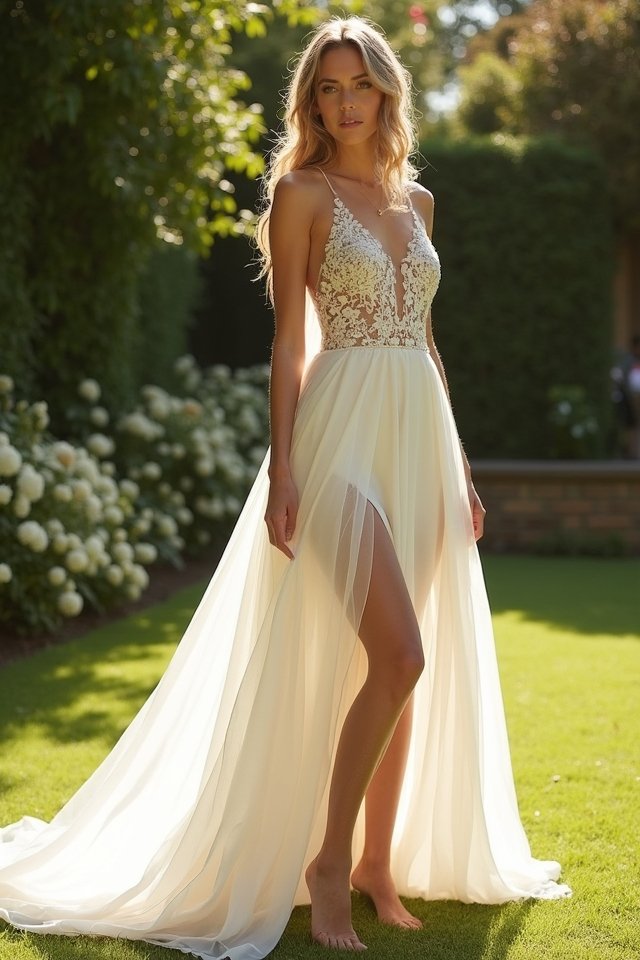 modern high low wedding gown