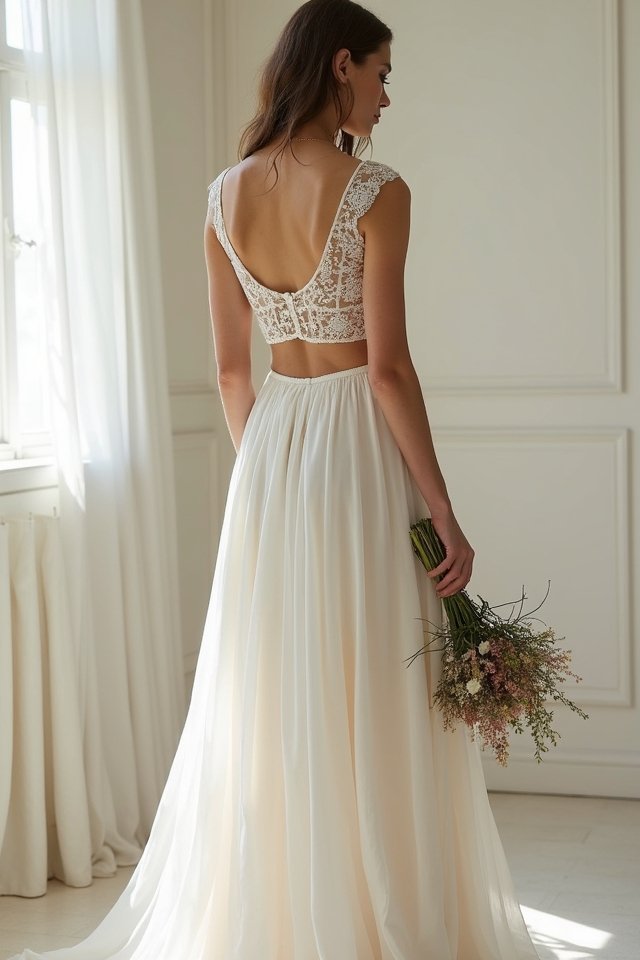 modern two piece wedding elegance