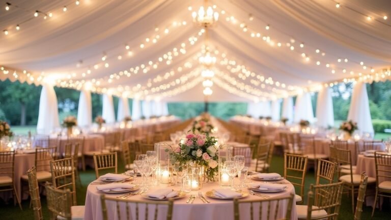 modern wedding tent decor