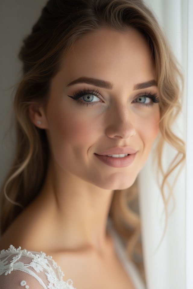 monochromatic bridal makeup elegance