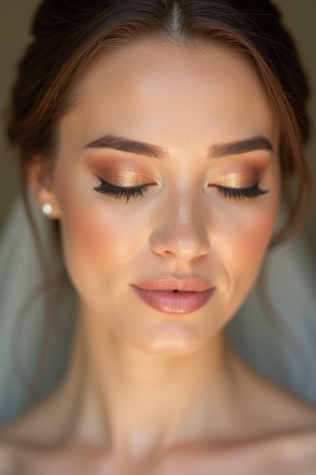 monochromatic bridal makeup elegance