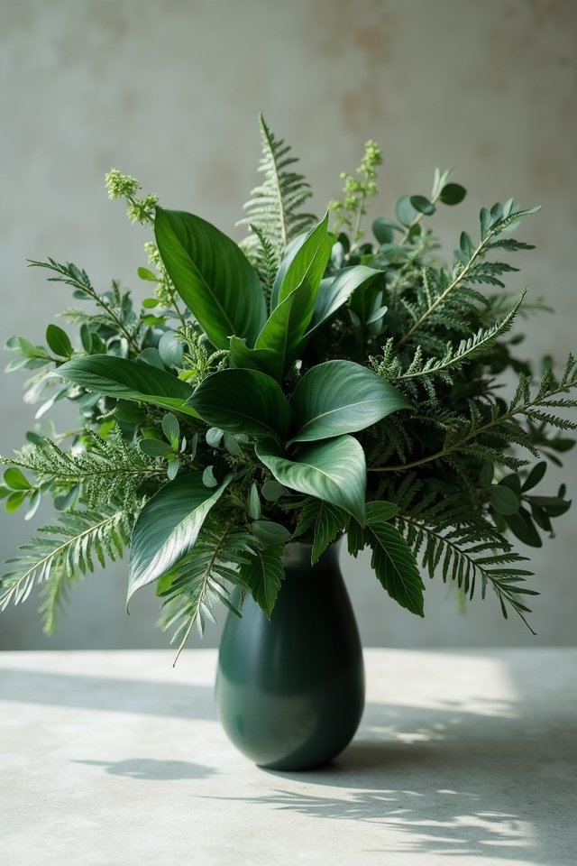 monochromatic greenery wedding bouquets