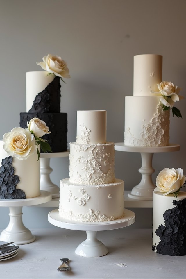 monochrome wedding cake elegance