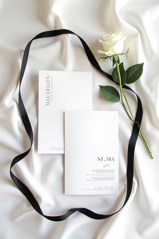 monochrome wedding invitation elegance