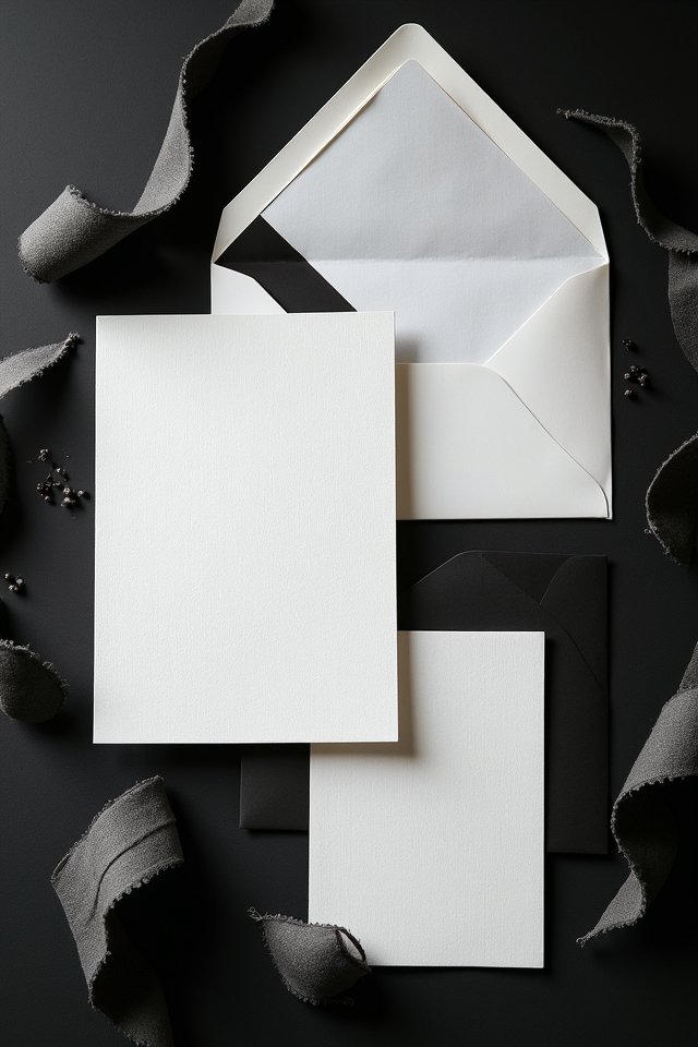 monochrome wedding invitation elegance
