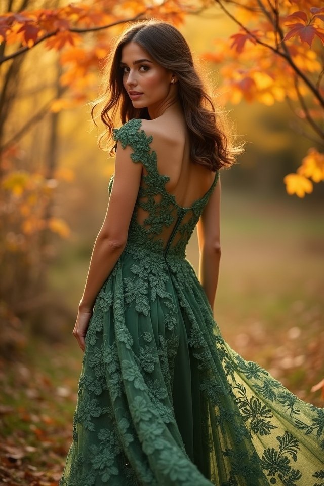 moss green lace elegance