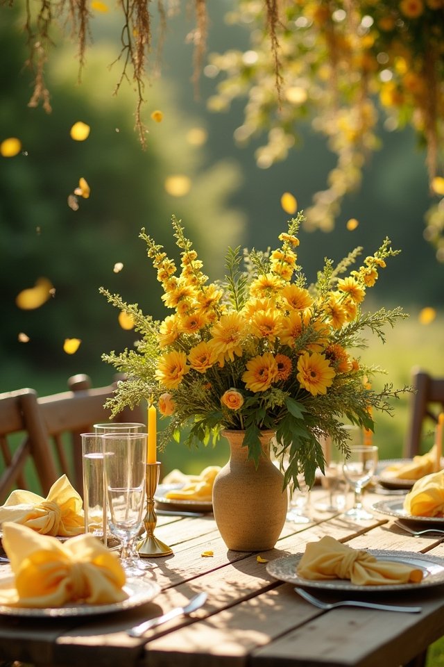 mustard yellow cascade bouquet