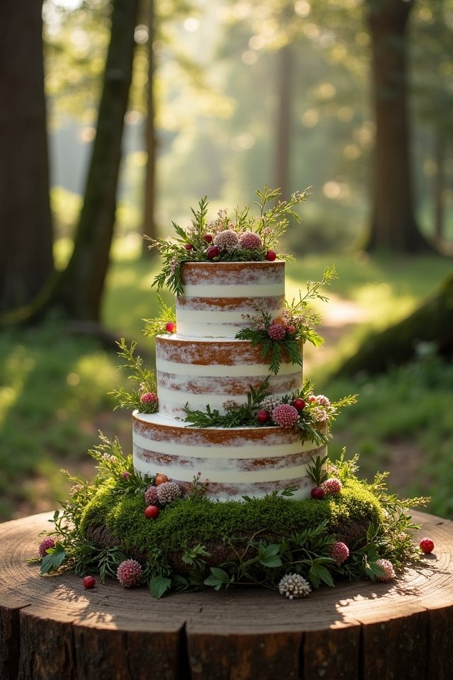 naked cake forest accents