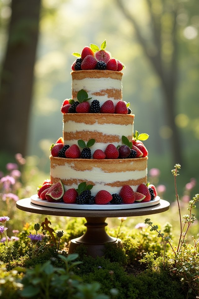 naked cake with fruits