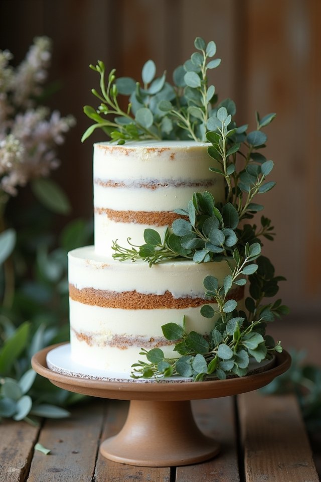 naked cake with greenery