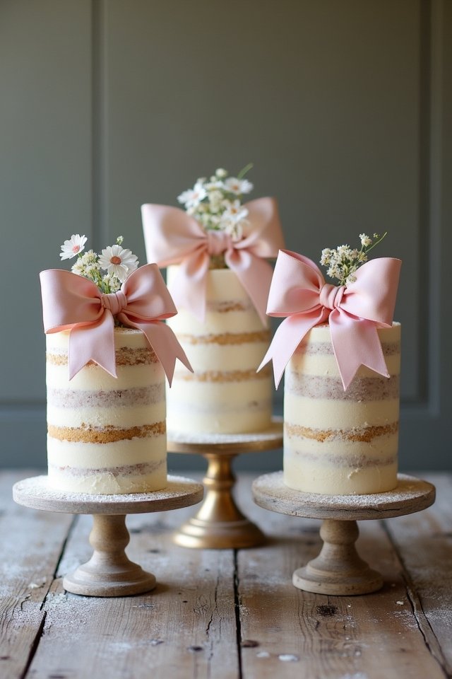 naked cake with ribbon