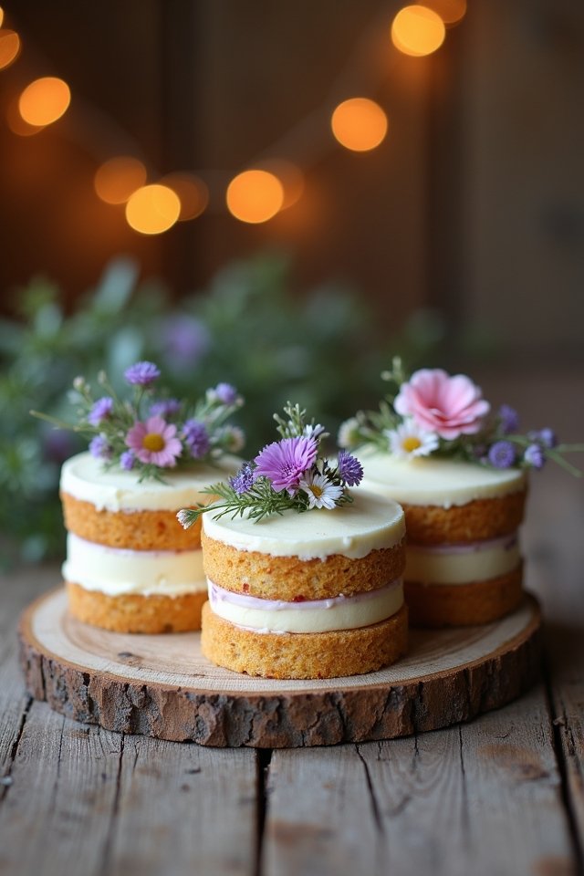 naked cake with wildflowers
