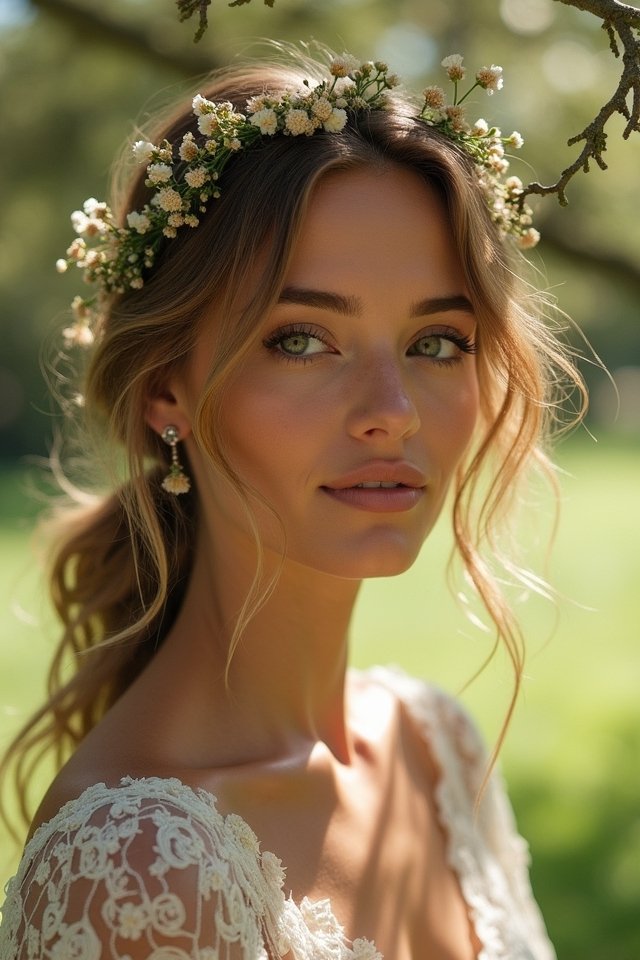 natural bohemian wedding looks