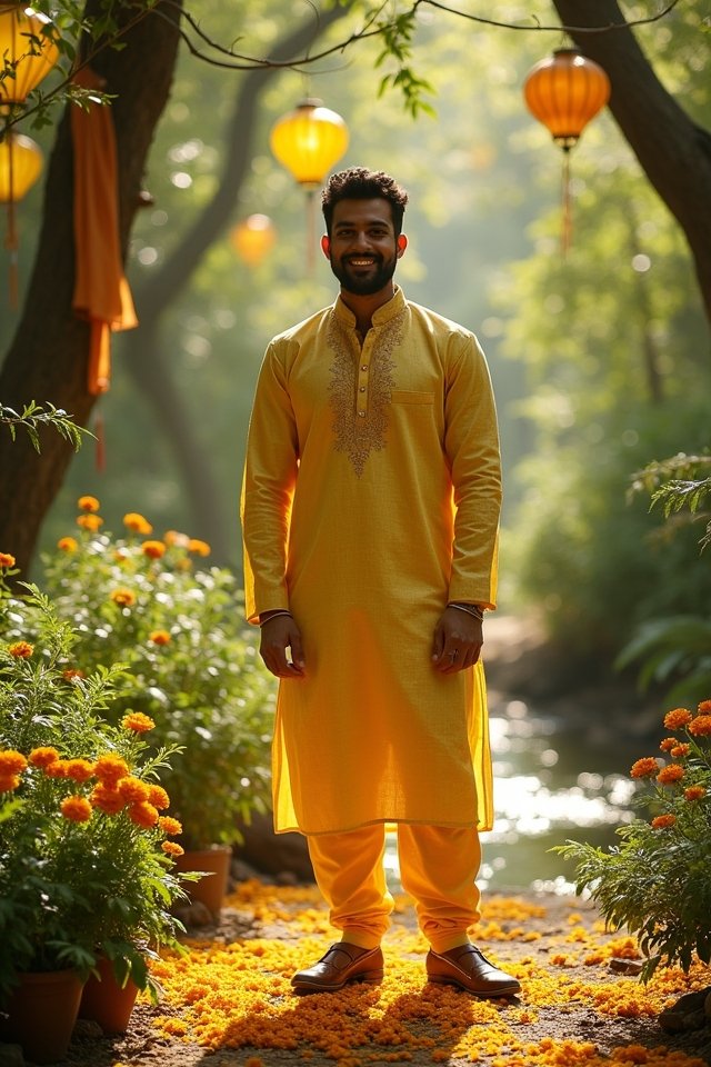 nature inspired haldi photoshoot backdrop