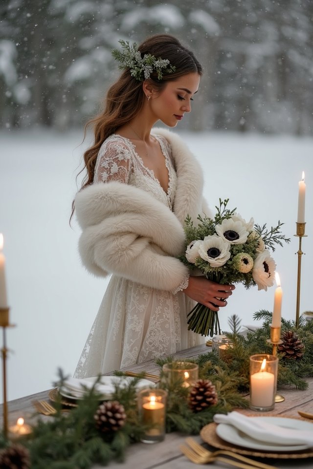 nature inspired winter wedding decor