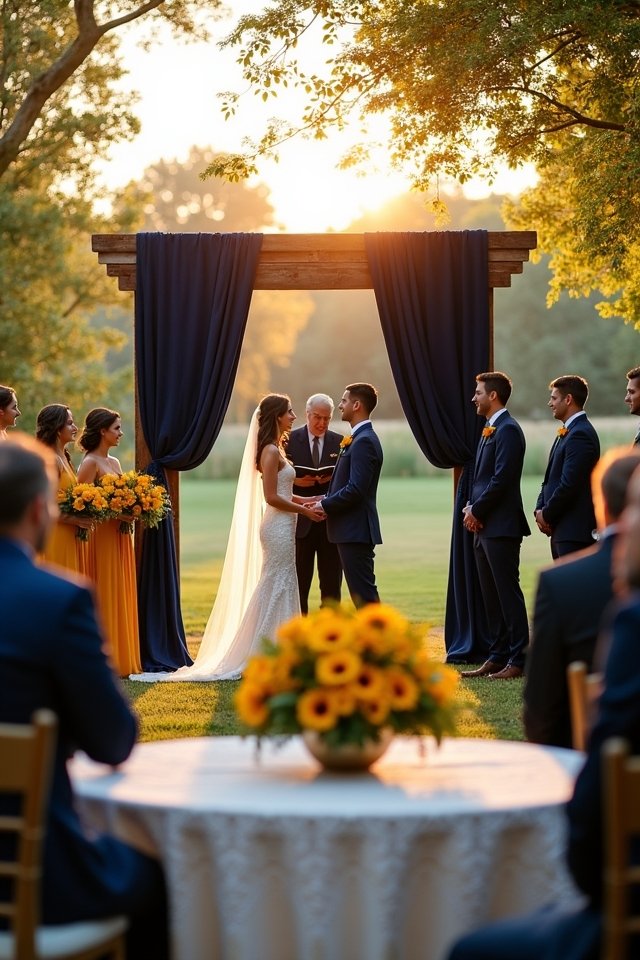 navy and mustard wedding palette