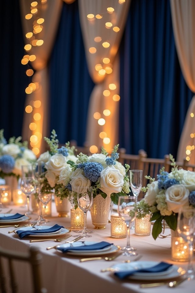 navy blue and champagne elegance