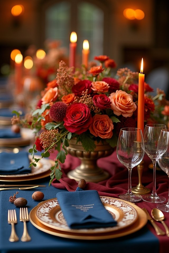 navy blue and rust elegance