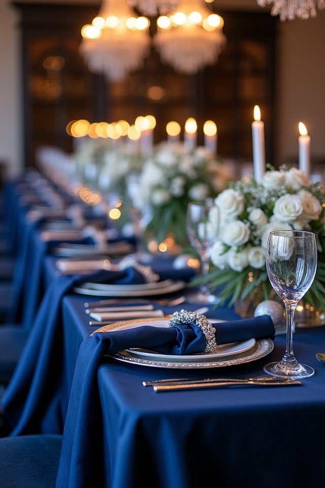 navy blue and silver elegance