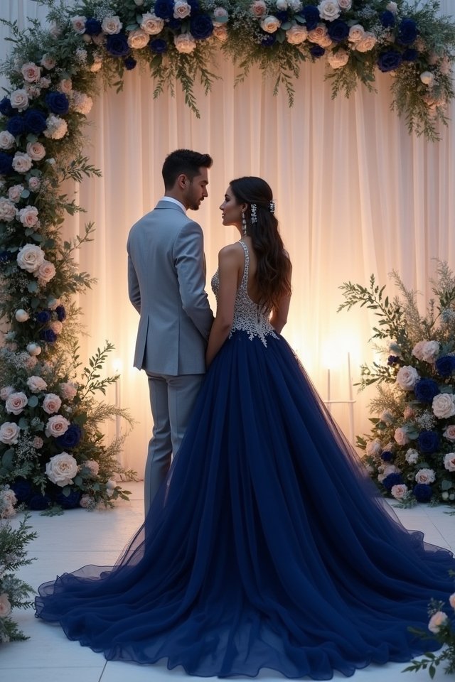 navy blue and silver elegance