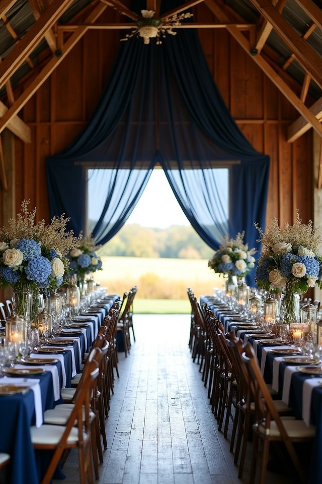 navy blue barn wedding