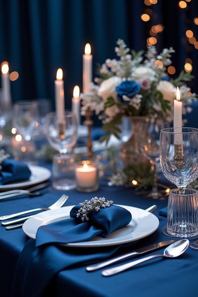 navy elegance with silver accents