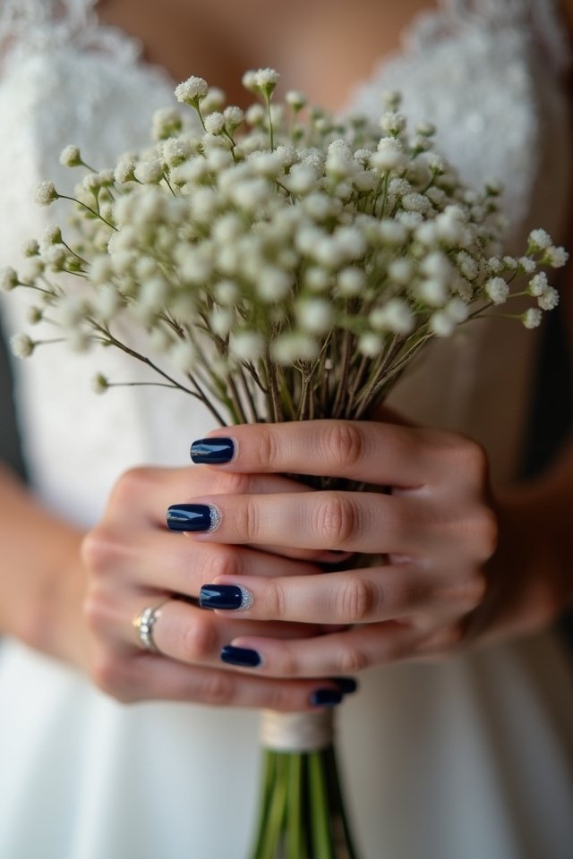 navy elegance with silver shimmer