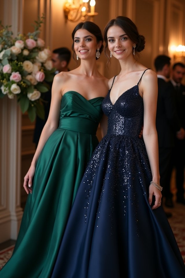 navy sequin ball gown elegance