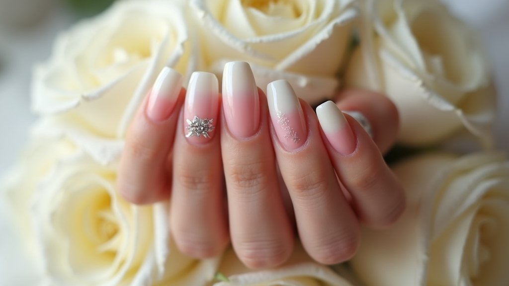 neutral bridal ombre nails