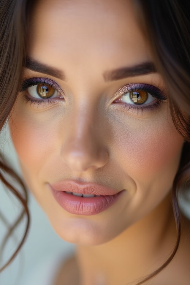 neutral makeup with vibrant accents