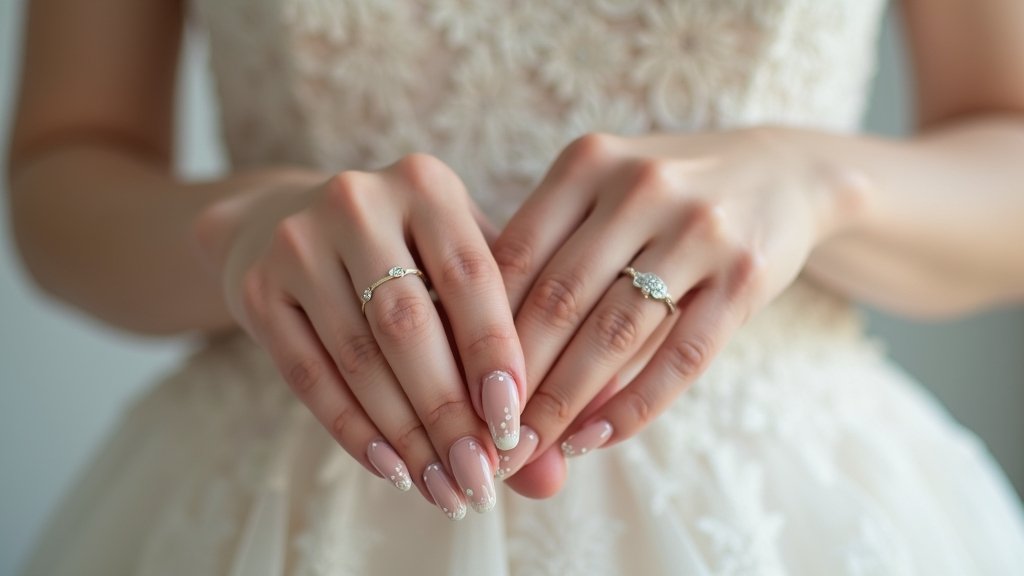 neutral minimalist wedding nails