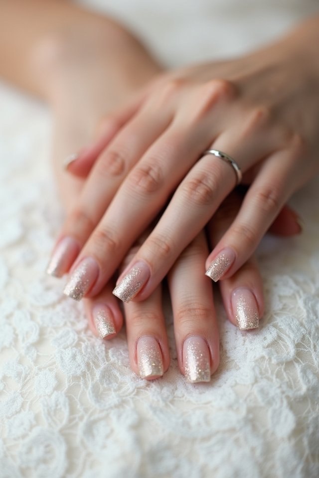 nude matte glitter french
