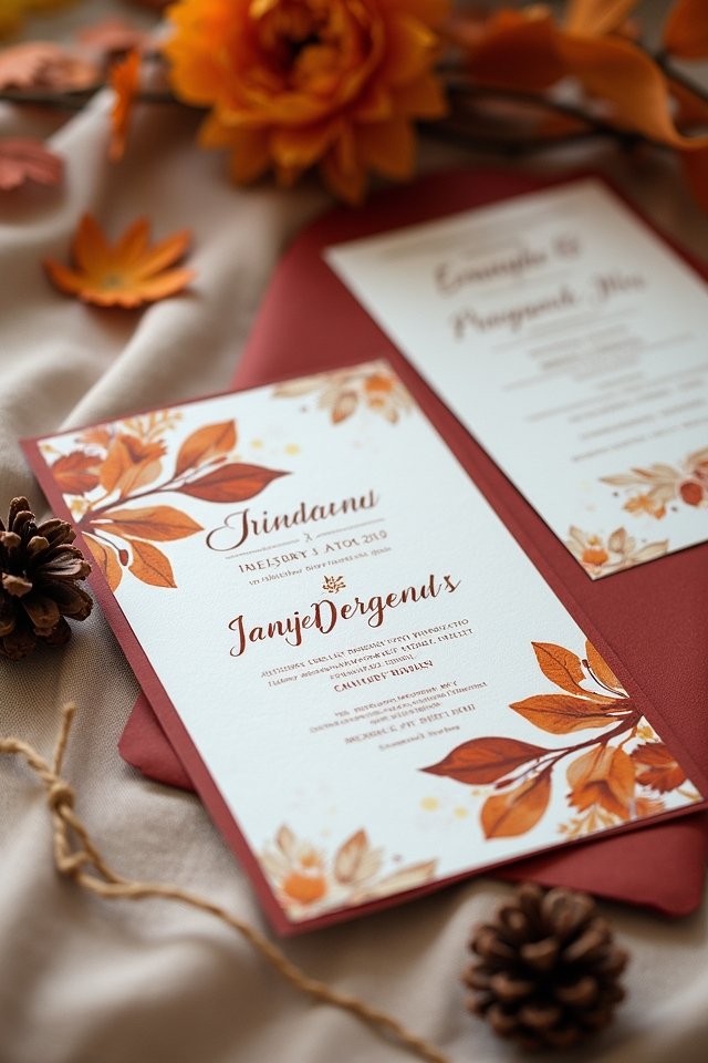 october rust wedding stationery