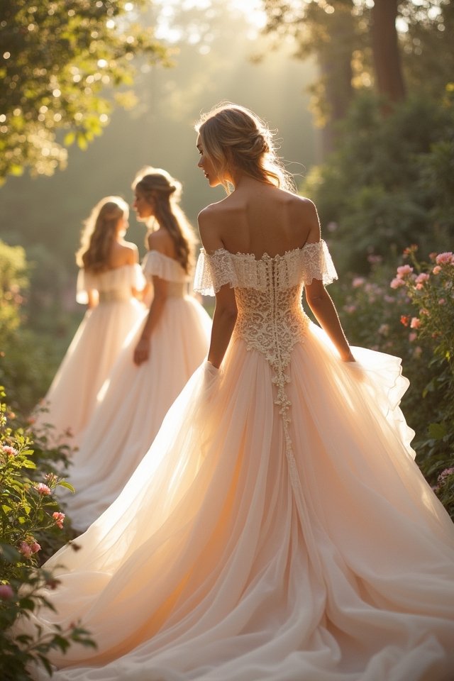 off shoulder romantic wedding gowns