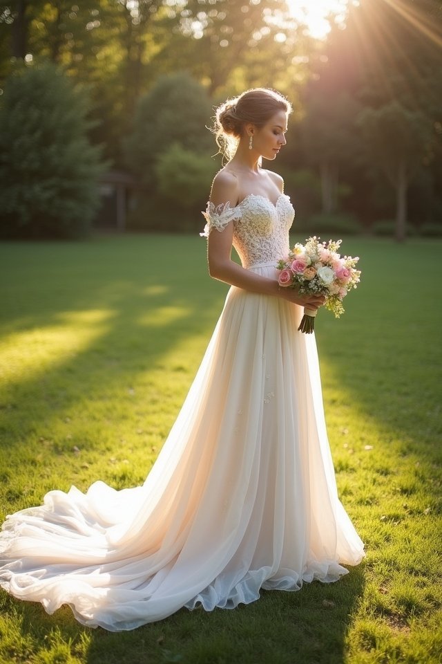 off shoulder wedding dress elegance