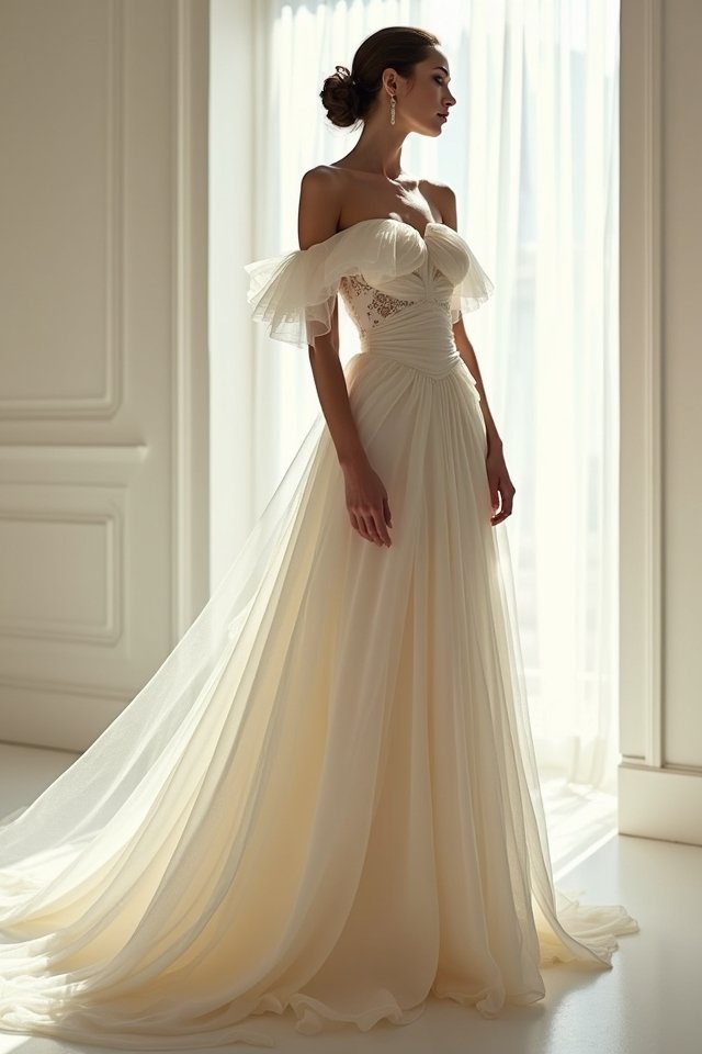 off shoulder wedding gown elegance