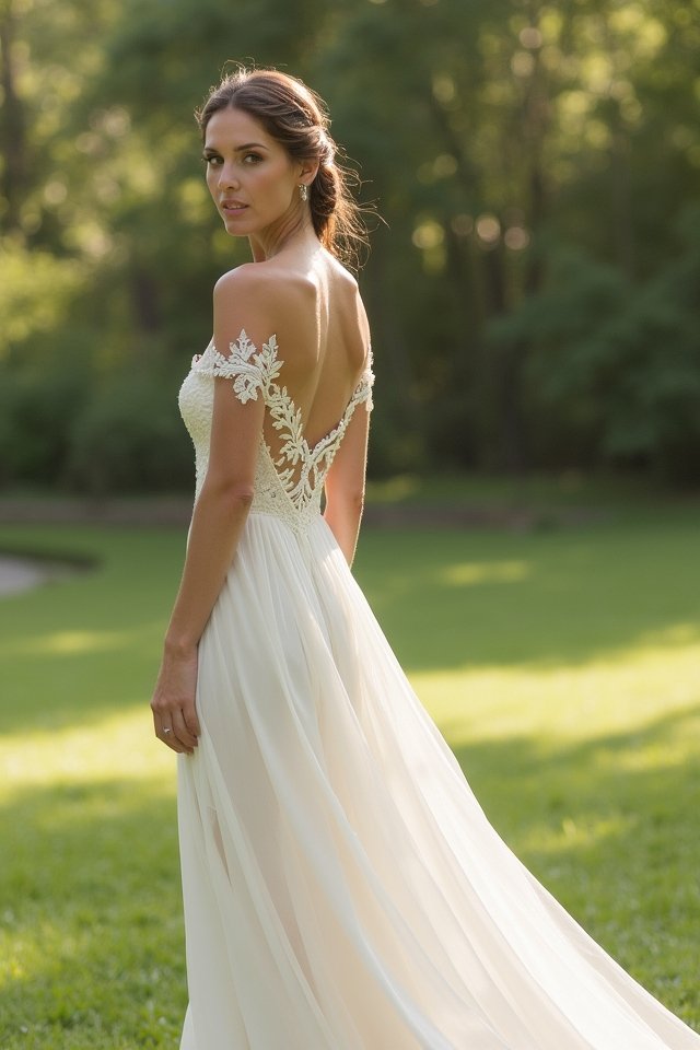 off shoulder wedding gown elegance