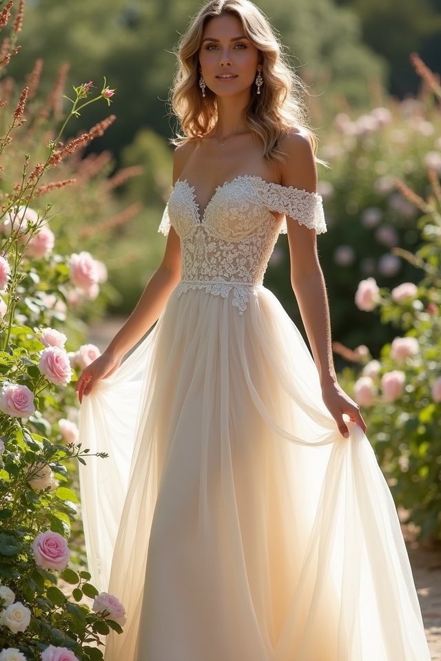 off the shoulder bridal elegance